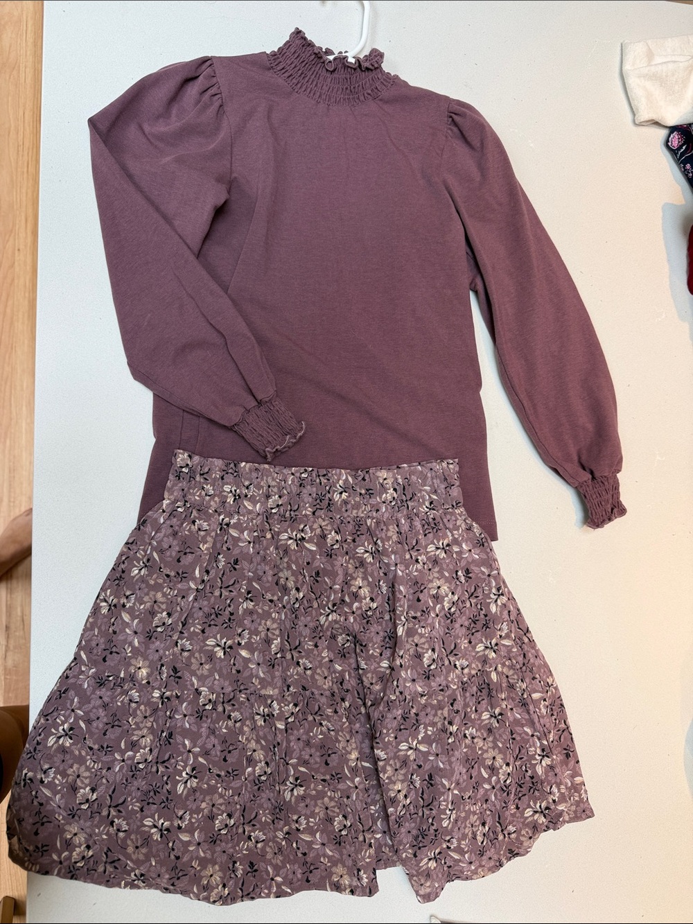 Girls' Floral Skater Set in Mauve
